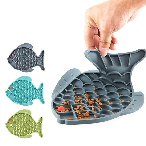 Fish Shape Silicone Bowl Dog Lick Mat Slow Feeding Food