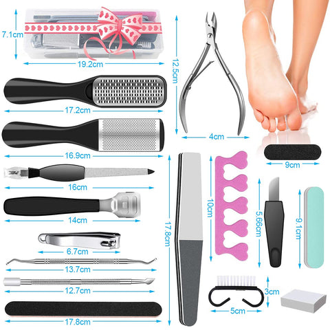 23 in 1 Professional Pedicure Tools Set Foot Care Scrubber