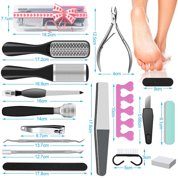 23 in 1 Professional Pedicure Tools Set Foot Care Scrubber