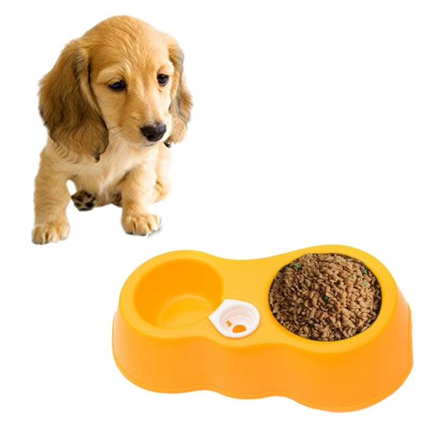 Dog Cat Food Dish + Drinking Water Double Bowls Automatic Water