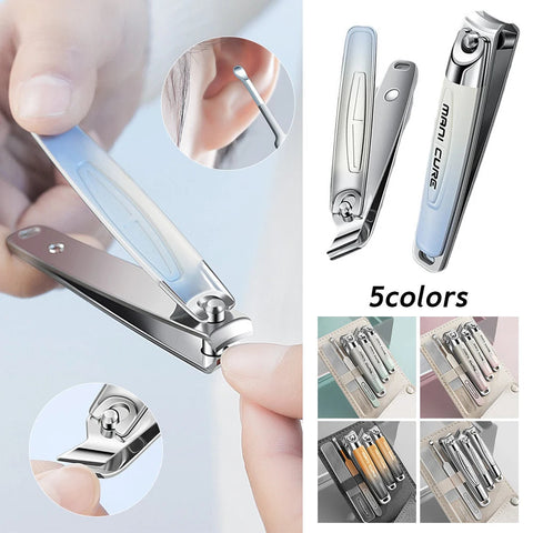 5pcs/pack Nail Clipper Kit Stainless Steel Nail Nippers Earpick Ear