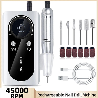 45000RPM Nail Drill Machine Kit Rechargeable