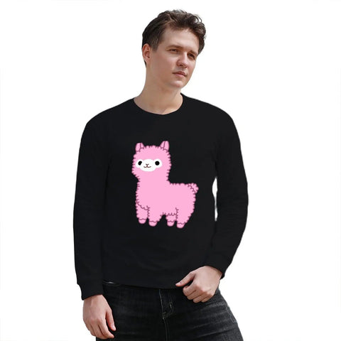 New Pink Alpaca Sweatshirt men clothing clothes for men men's autumn