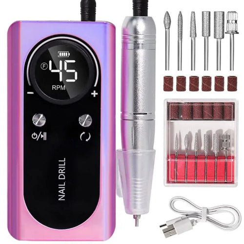 45000RPM Rechargeable Nail Drill Machine with LCD Low Noise