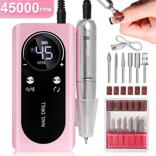 45000RPM Rechargeable Nail Drill Machine with LCD Low Noise