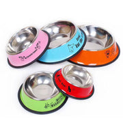 XXL 26cm Anti-tip Stainless Steel Pet Bowl Cat Dog Food Basin(Yellow)