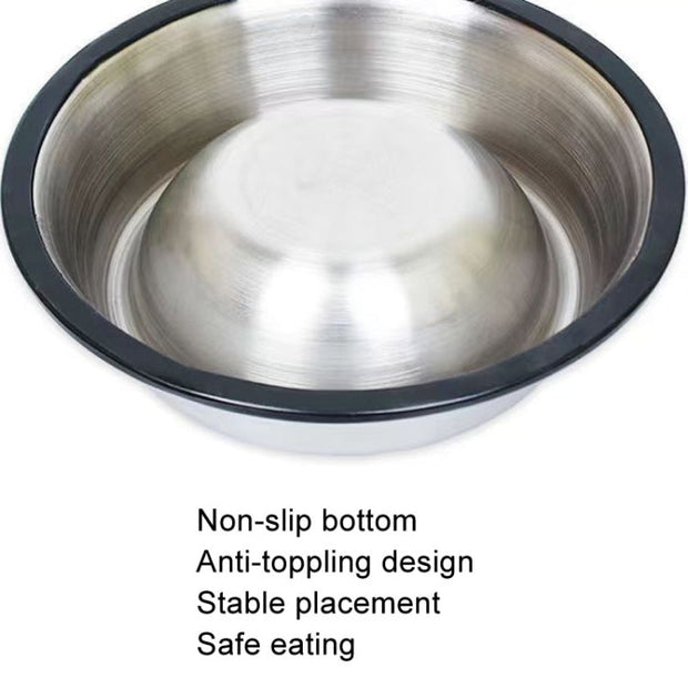 XXL 26cm Anti-tip Stainless Steel Pet Bowl Cat Dog Food Basin(Yellow)