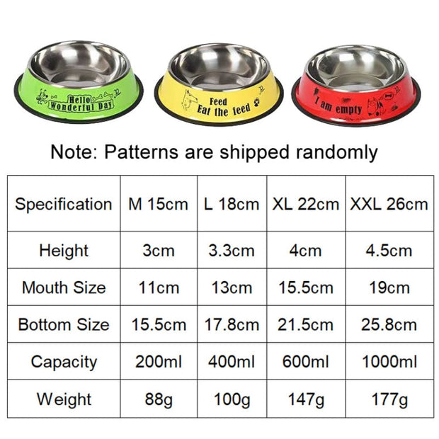 XXL 26cm Anti-tip Stainless Steel Pet Bowl Cat Dog Food Basin(Yellow)