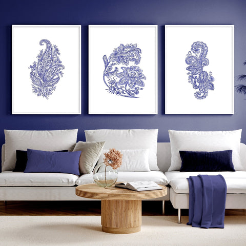 Framed pictures for living room walls | set of 3 wall art prints