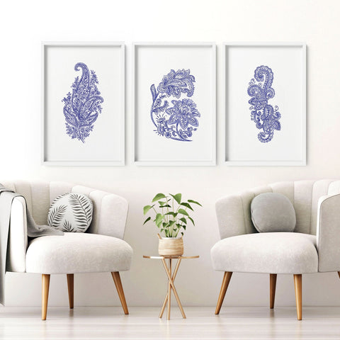 Framed pictures for living room walls | set of 3 wall art prints