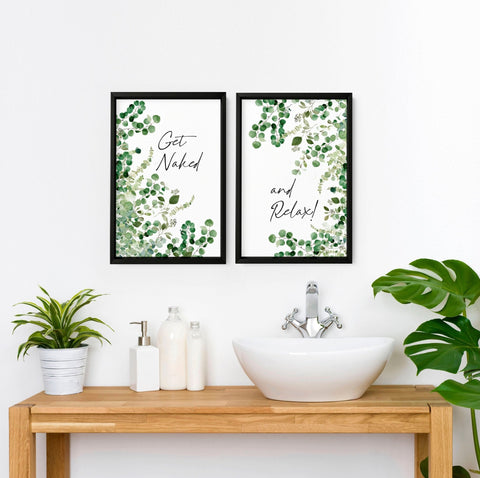 Framed picture for bathroom | Set of 2 wall art prints