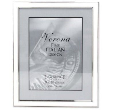 Silver Plated 8x10 Metal with White Enamel Picture Frame