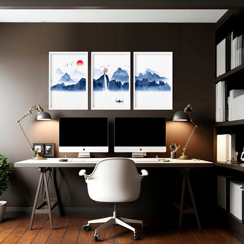 Office wall pictures | set of 3 framed wall art