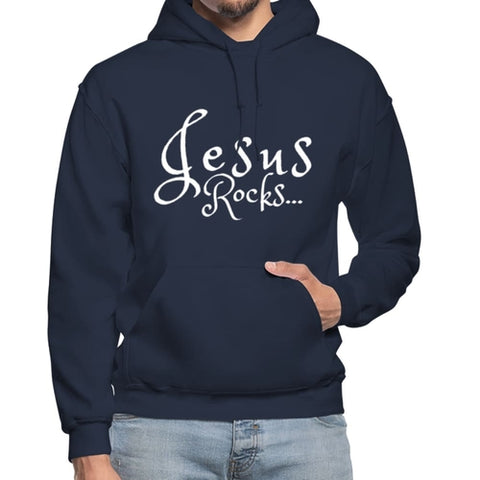 Mens Hoodie - Pullover Hooded Sweatshirt - Graphic/jesus Rocks