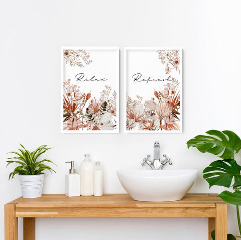 Bathroom wall pictures | Set of 2 framed wall art