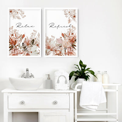 Bathroom wall pictures | Set of 2 framed wall art